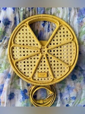 Kate Spade Lemon Drop Rattan Top Handle Bag